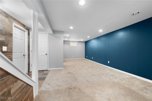 basement with carpet