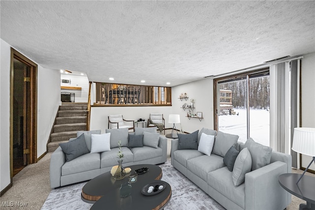 living room with carpet floors