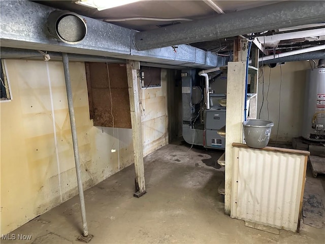 basement with water heater