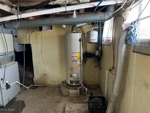 utilities featuring heating unit and gas water heater