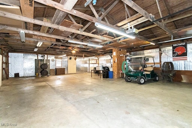 garage with a garage door opener