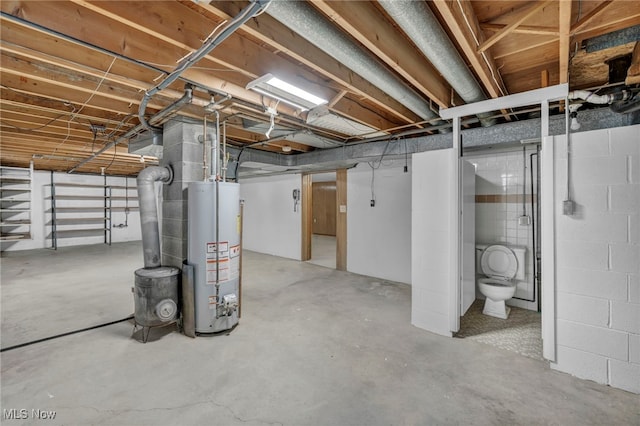 basement featuring water heater