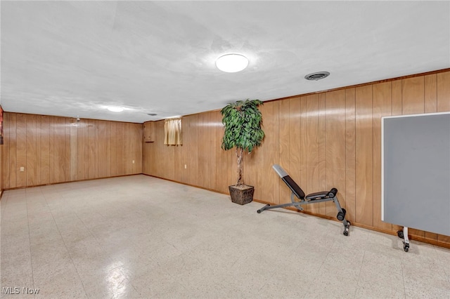 interior space with wood walls