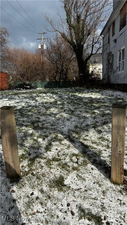 view of yard covered in snow