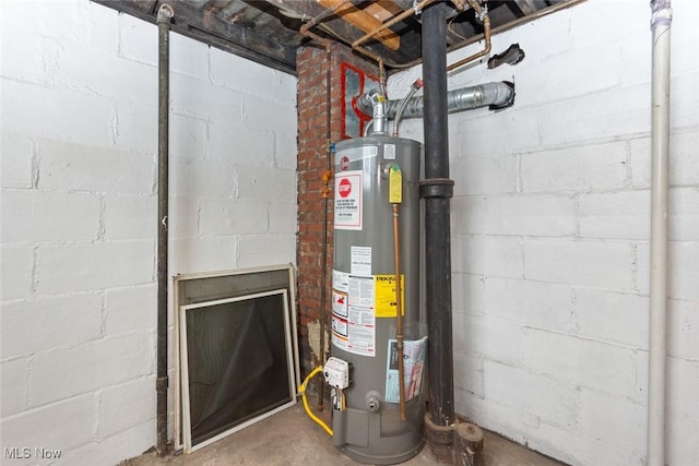 utility room with water heater