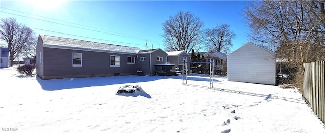 view of snow covered property