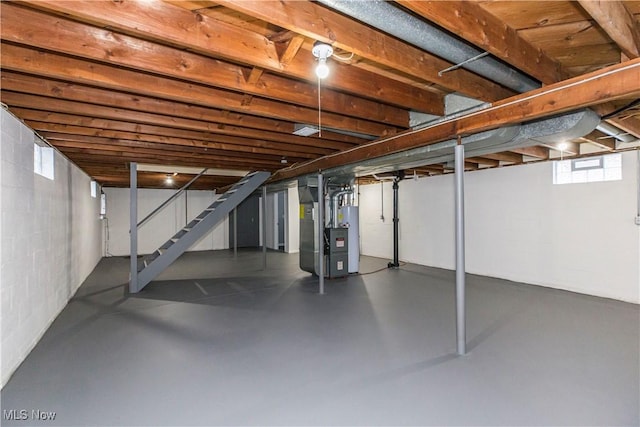 basement with heating unit