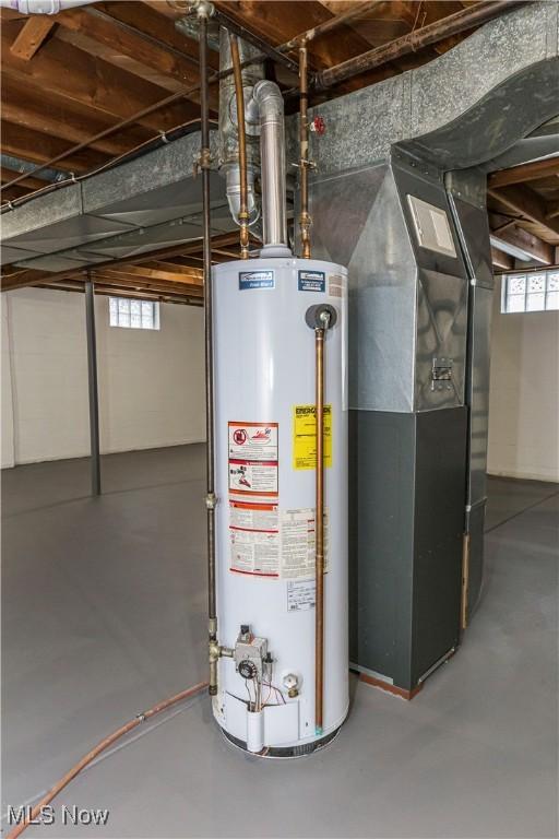 utilities featuring heating unit and water heater