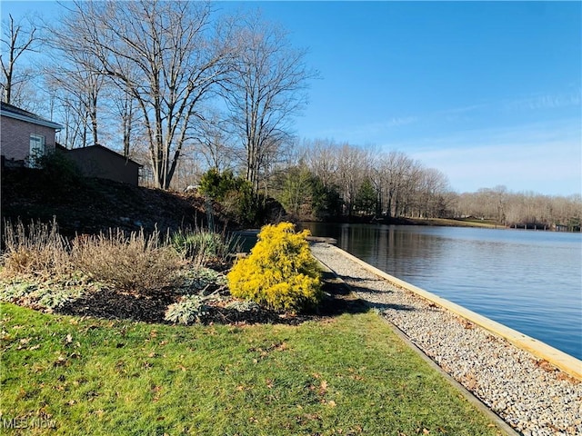 view of yard with a water view