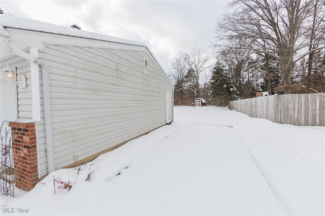 view of snow covered property