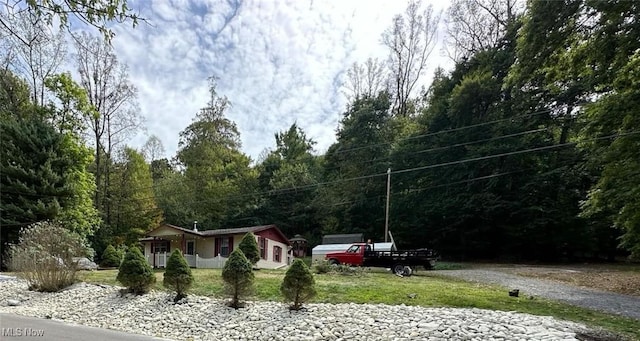 view of home's community featuring a lawn