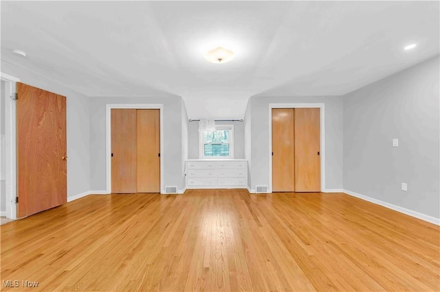 unfurnished bedroom with light hardwood / wood-style floors