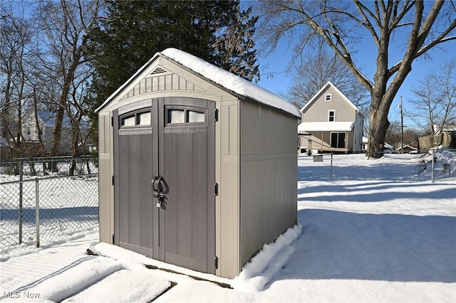 view of snow covered structure