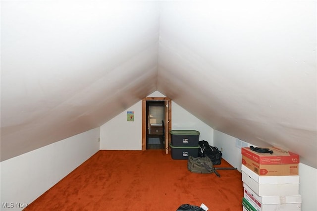 bonus room with carpet flooring and lofted ceiling