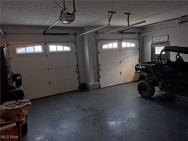 garage with a garage door opener