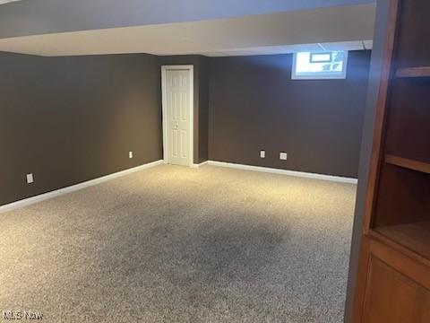 basement with carpet