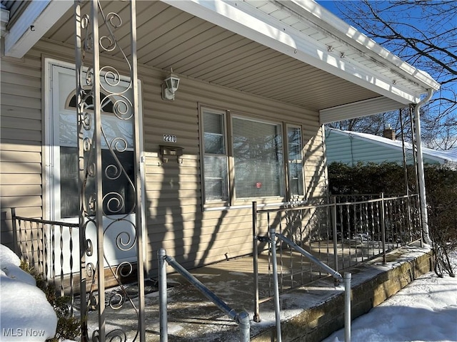 view of snowy exterior