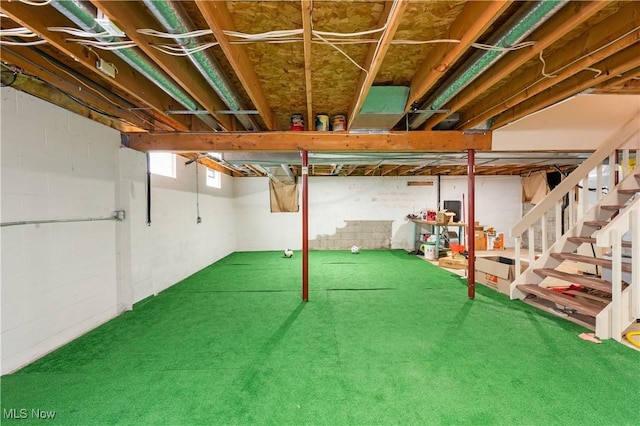 basement featuring carpet floors