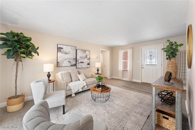 living room with carpet flooring