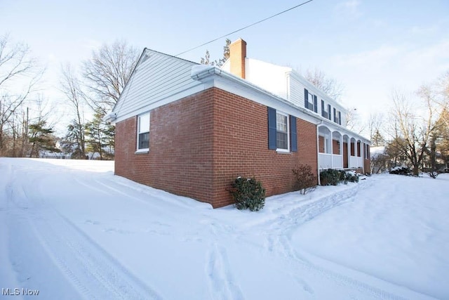 view of snow covered exterior