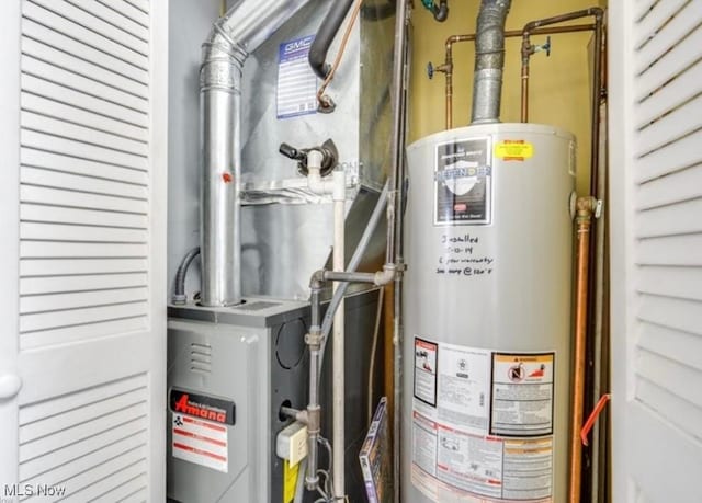 utility room featuring water heater