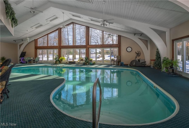 view of pool with ceiling fan