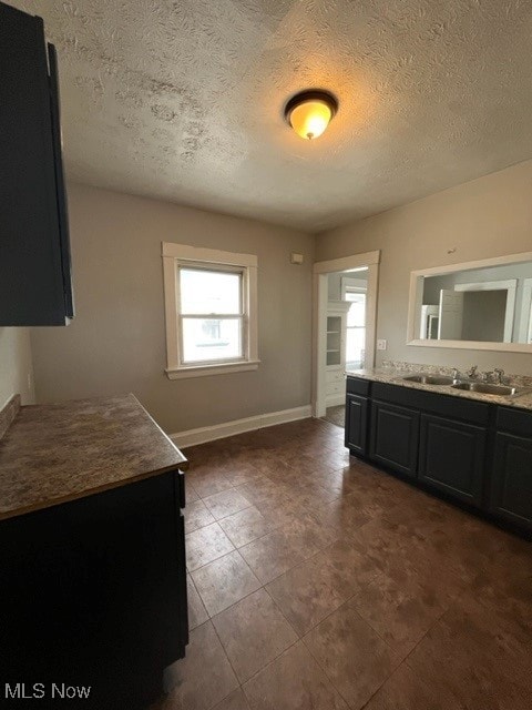 kitchen featuring a textured ceiling and sink