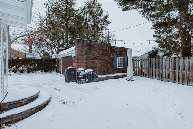 exterior space with a garage