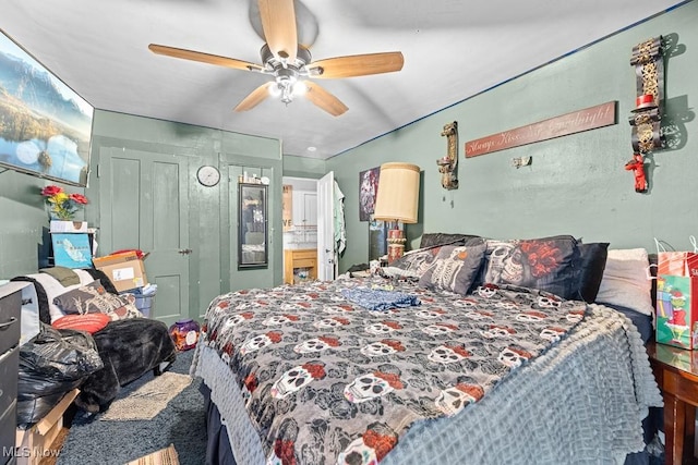 bedroom featuring ceiling fan