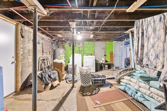 basement featuring washing machine and dryer