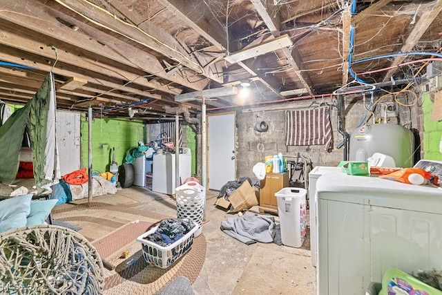 basement with water heater