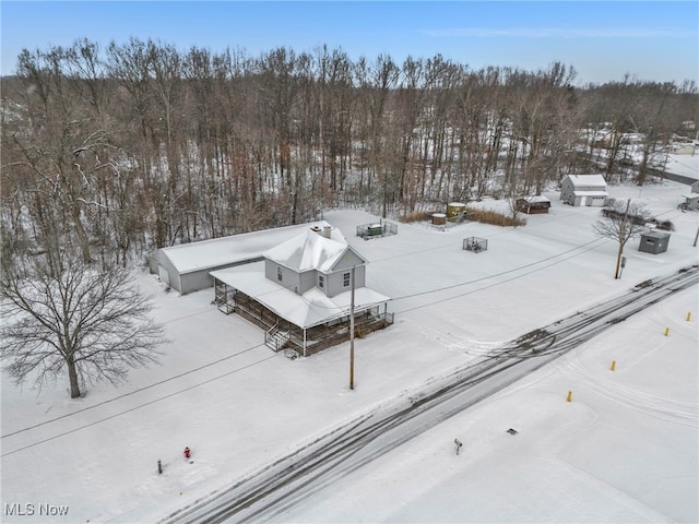 view of snowy aerial view