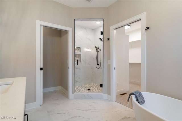 bathroom with plus walk in shower