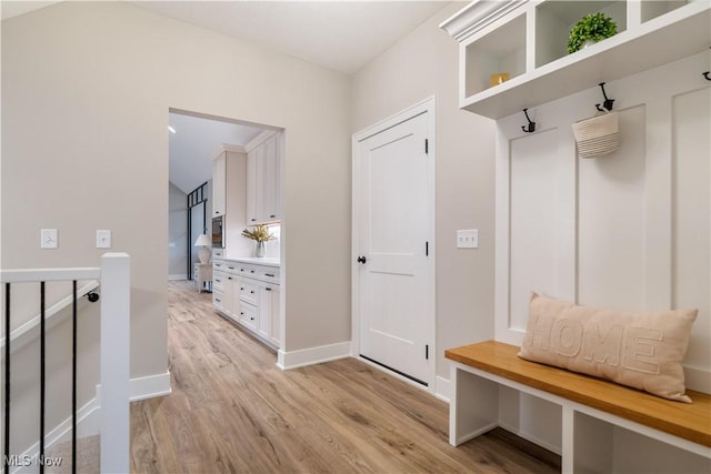 mudroom with light wood-type flooring