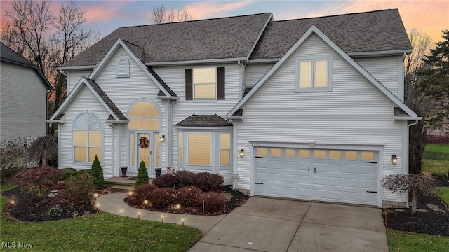 front facade featuring a garage