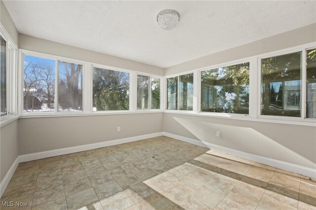 view of unfurnished sunroom