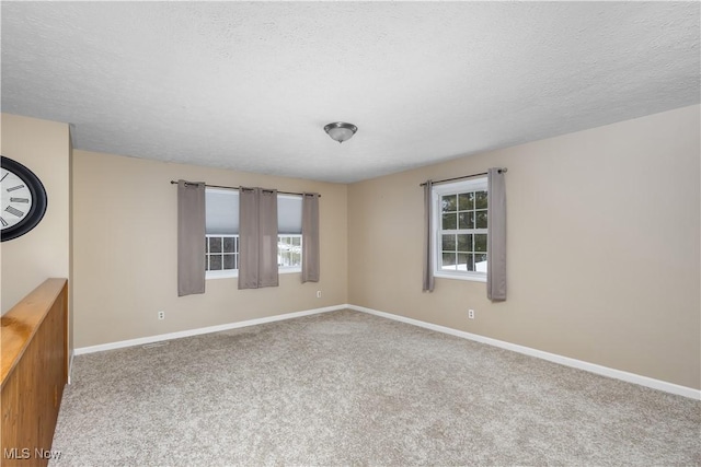 empty room featuring carpet flooring and a textured ceiling