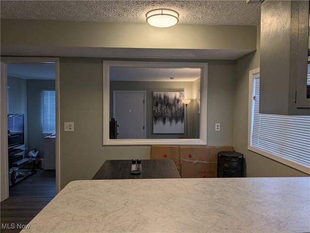 dining area featuring a textured ceiling