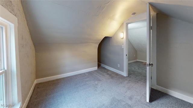 additional living space featuring carpet and lofted ceiling