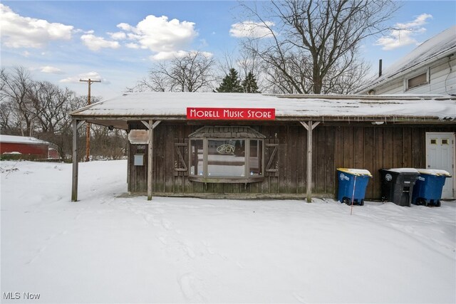 view of snow covered structure