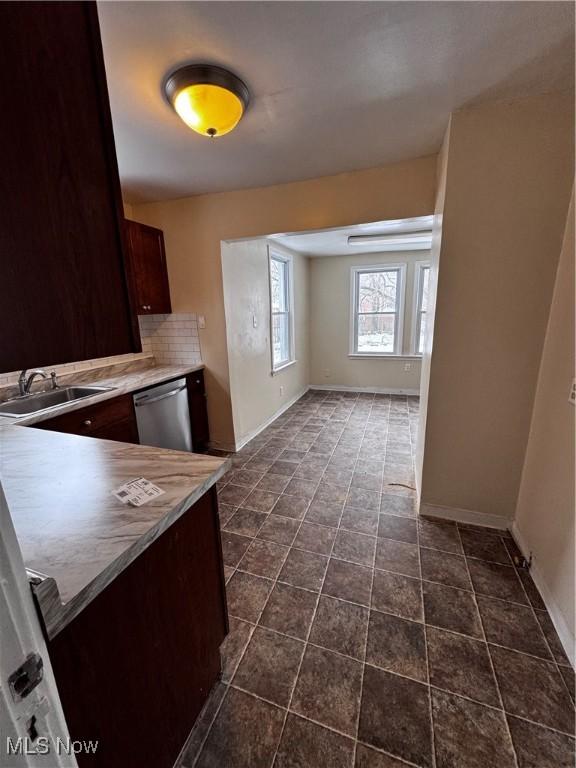 kitchen with backsplash, dishwasher, and sink