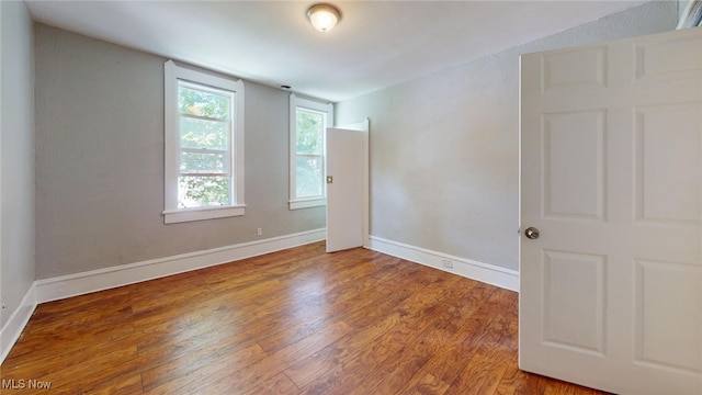 spare room featuring wood-type flooring