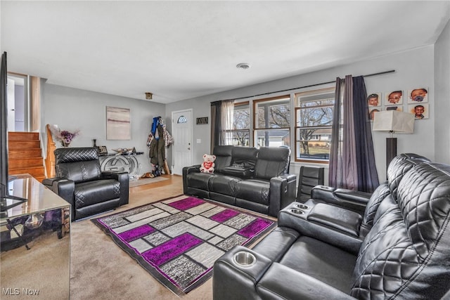 living room with carpet