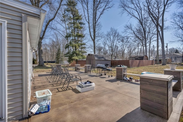 view of patio with an outdoor structure