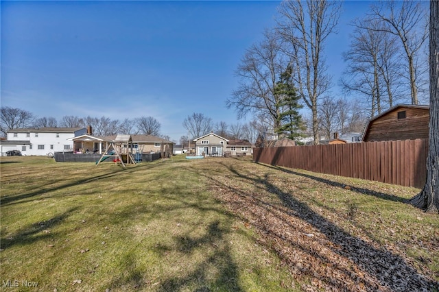 view of yard featuring a playground