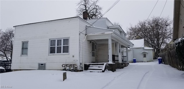 view of snowy exterior