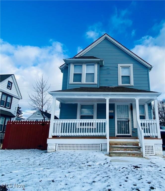 view of front of home featuring covered porch