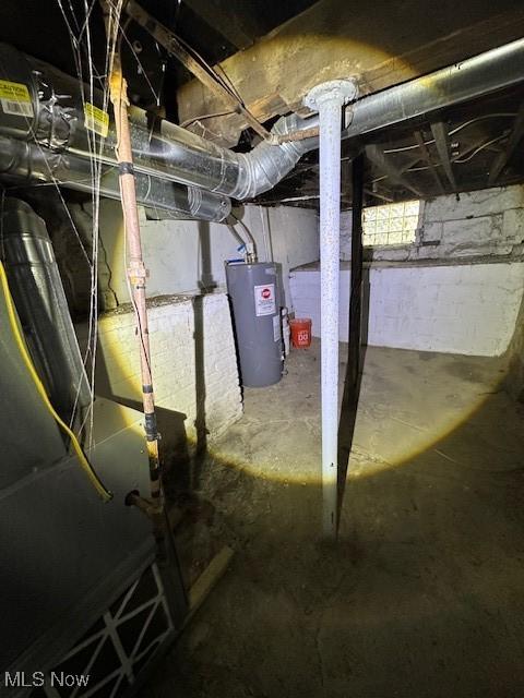 basement with electric water heater