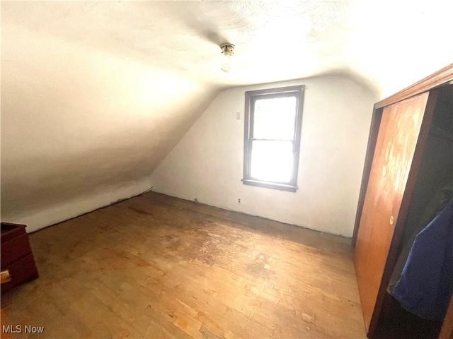 bonus room featuring light hardwood / wood-style floors and lofted ceiling