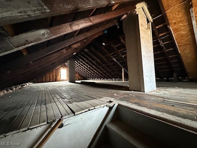 view of unfinished attic